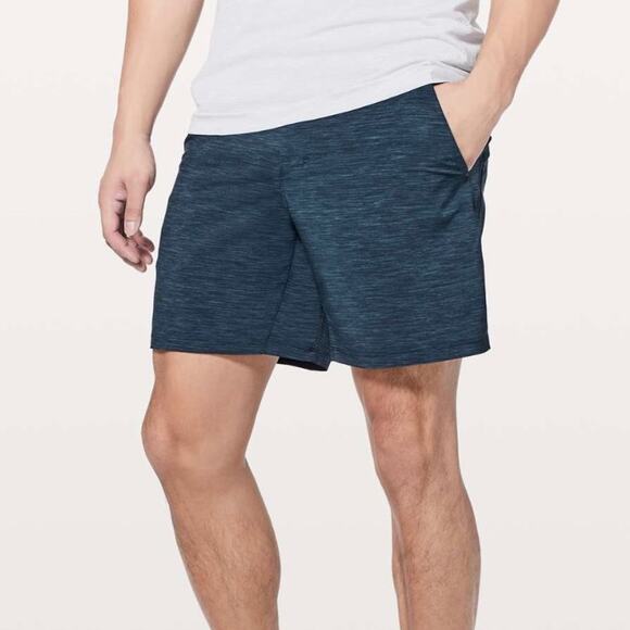 EUC Lululemon Pace Breaker Shorts Linerless 7" Small Heather Iron Blue True Navy - Picture 1 of 15